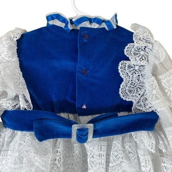 VINTAGE 80s MARTHA'S MINIATURES Ruffle Tiered Velvet and Lace Dress - Picture 10 of 14